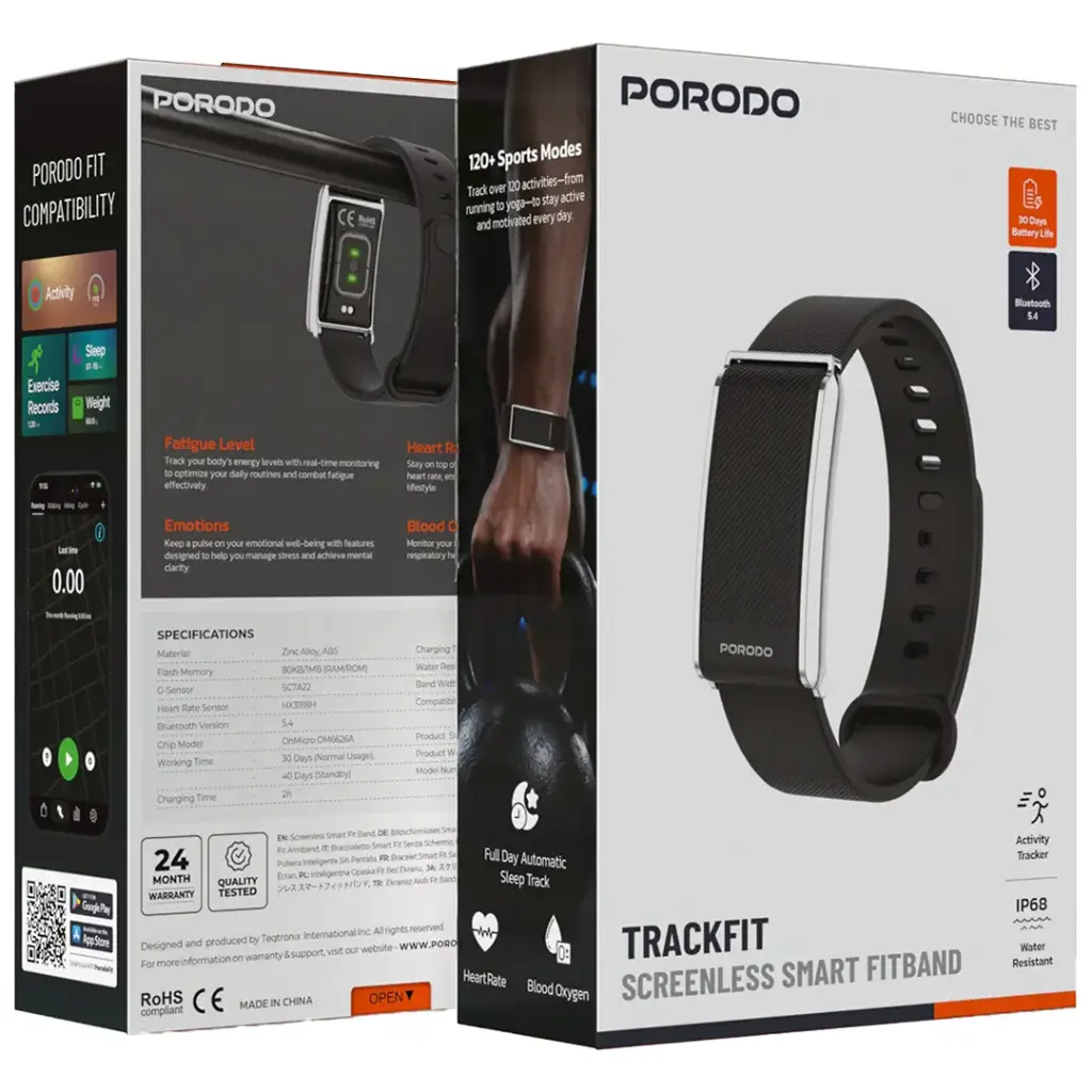 PORODO TRACKIT SCREENLESS SMART FITBAND
