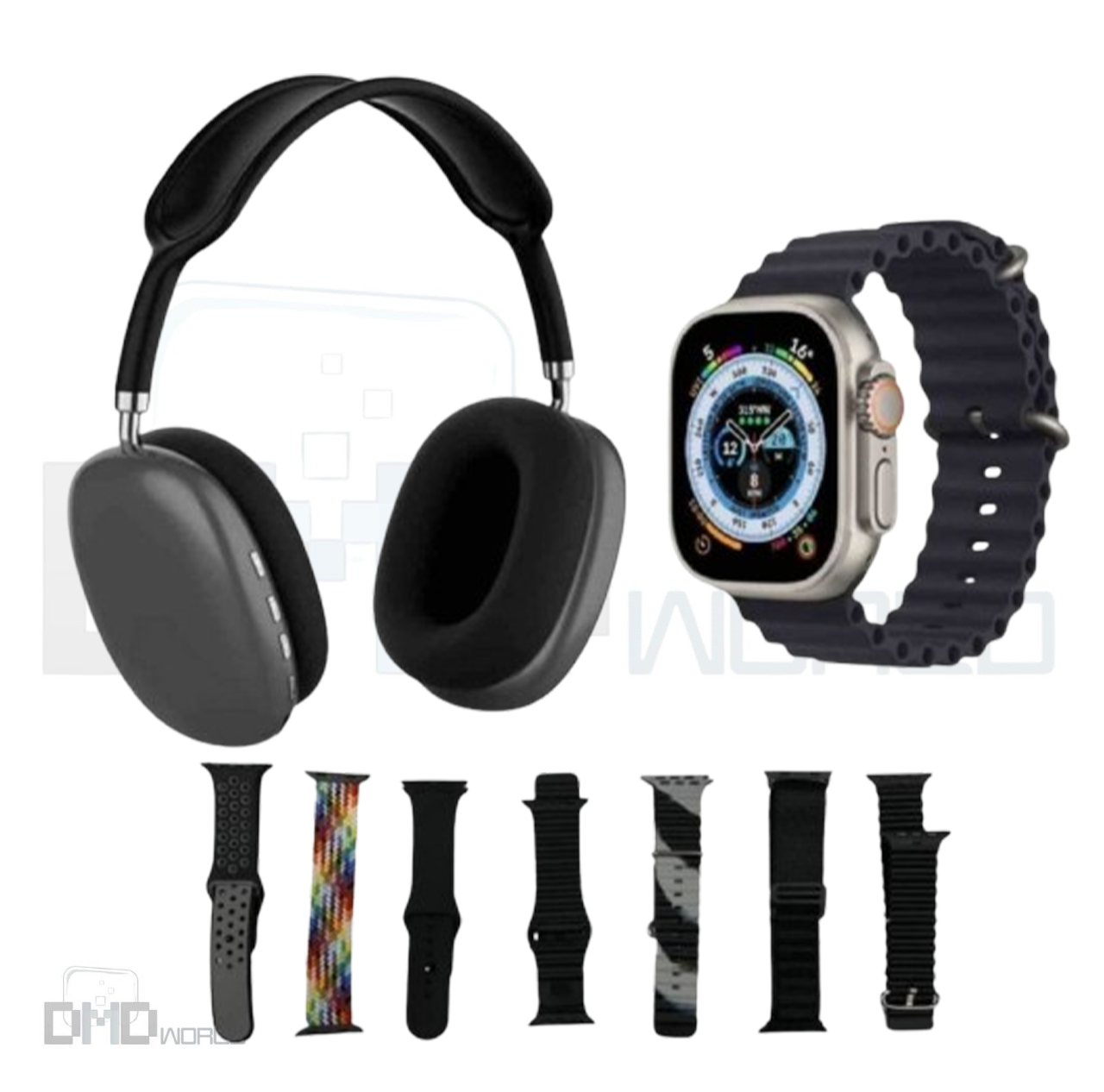 P9 Ultra 2 Smart Watch With Bluetooth Headphone Set